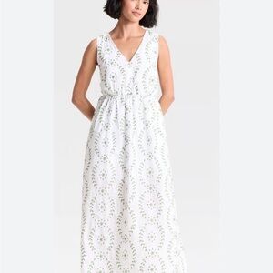 a new day White Maxi Dress with Green Pattern